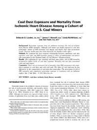Image of publication Coal Dust Exposure and Mortality From Ischemic Heart Disease Among a Cohort of U.S. Coal Miners