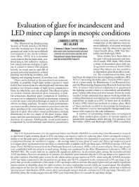 Image of publication Evaluation of Glare for Incandescent and LED Miner Cap Lamps in Mesopic Conditions