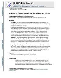 Cover page for Exploring Virtual Mental Practice in Maintenance Task Training