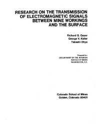 Image of publication Research on the Transmission of Electromagnetic Signals Between Mine Workings and the Surface