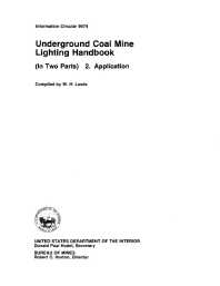 Image of publication Underground Coal Mine Lighting Handbook (In Two Parts): 2. Application