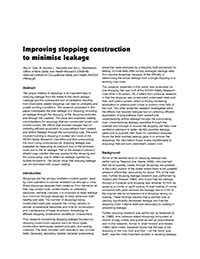 Cover sheet of publication “Improving stopping construction to minimise leakage.”