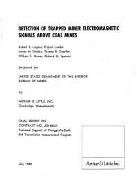 Image of publication Detection of Trapped Miner Electromagnetic Signals Above Coal Mines