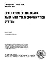 Image of publication Evaluation of the Black River Mine Telecommunication System