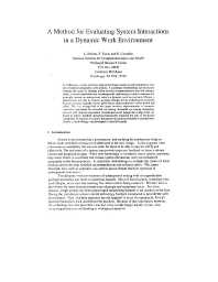 Image of publication A Method for Evaluating System Interactions in a Dynamic Work Environment