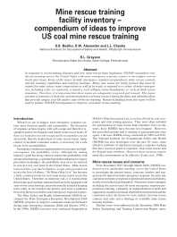 Image of publication Mine Rescue Training Facility Inventory - Compendium of Ideas to Improve US Coal Mine Rescue Training