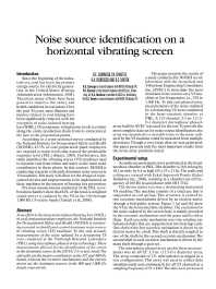 Image of publication Noise Source Identification on a Horizontal Vibrating Screen