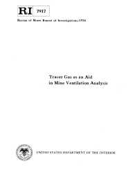 Image of publication Tracer Gas as an Aid in Mine Ventilation Analysis