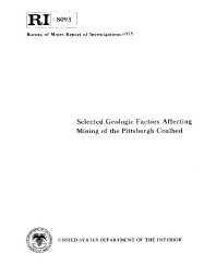 Image of publication Selected Geologic Factors Affecting Mining of the Pittsburgh Coalbed