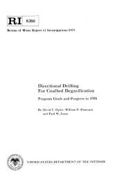 Image of publication Directional Drilling For Coalbed Degasification: Program Goals and Progress in 1978