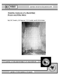 Image of publication Stability Analysis of a Backfilled Room-and-Pillar Mine