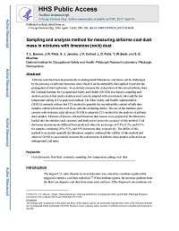 Cover image for Sampling and Analysis Method for Measuring Airborne Coal Dust Mass in Mixtures with Limestone (Rock) Dust