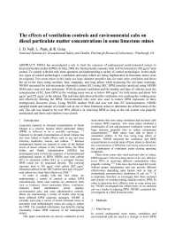 Image of publication The Effects of Ventilation Controls and Environmental Cabs on Diesel Particulate Matter Concentrations in Some Limestone Mines
