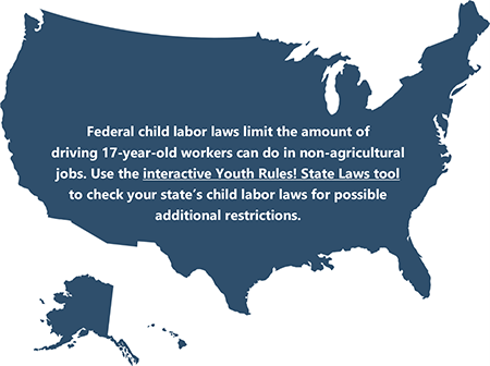 US map featuring link to interactive Youth Rules@ State Laws tool