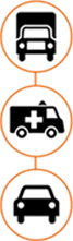 	truck, ambulance and car icons