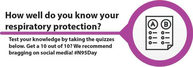How well do you know your respiratory protection? Test your knowledge by taking the quizzes below. Get 10 out of 10? We recommend bragging on social media! #N95Day