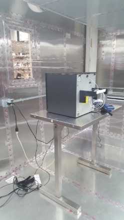 NIOSH investigators tested the desktop 3D printer in the special chamber, above, which simulates real-world conditions. Photo from NIOSH