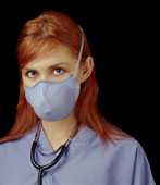 Healthcare worker wearing an N95 respirator. Photo courtesy of Moldex.