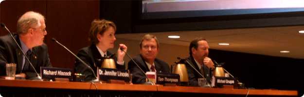 	A photo of a panel of experts giving testimony to the NTSB during the Commercial Fishing Safety Forum in 2010.