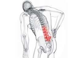 	Skeletal image with highlighted back pain.