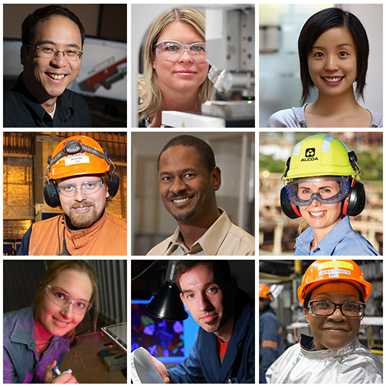 a grid of worker photos