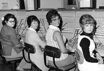 Operators manning the CDC switchboard sometime during the early 1970s