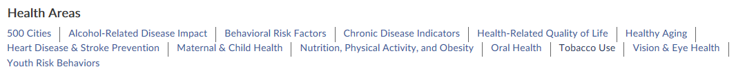 Access chronic disease data in these public health areas