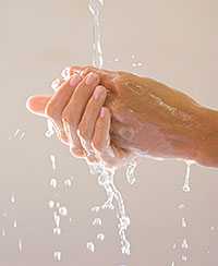Handwashing with water and soap