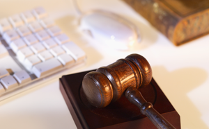 keyboard, mouse, and a gavel