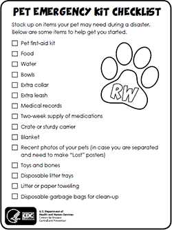 Pet Emergency Kit Checklist