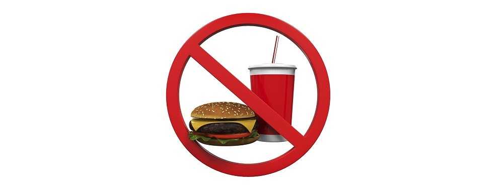 Image of a red mark crossing out a burger and soda