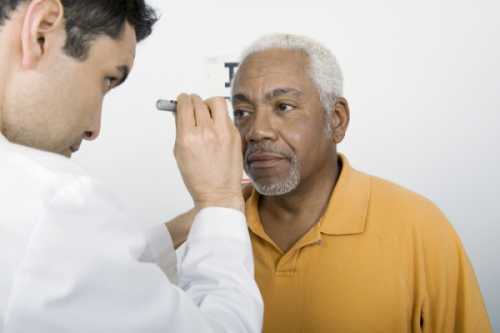 A man receiving an eye exam
