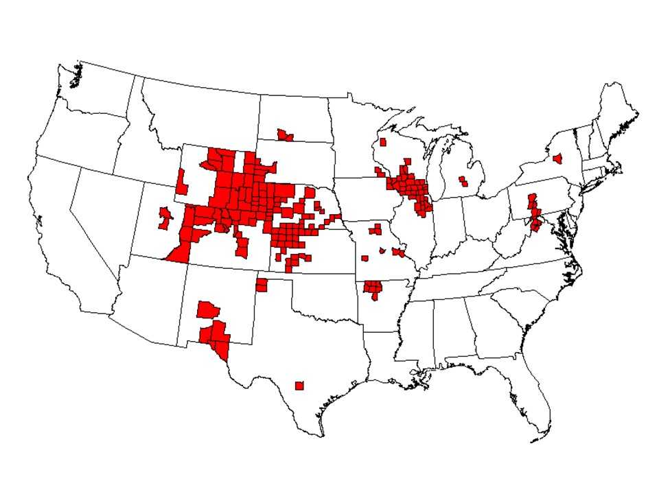 Chronic Wasting Disease Among Free-Ranging Cervids by County, United States, November 2016