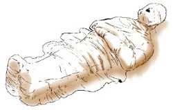 Illustration of a body covered in a burial shroud
