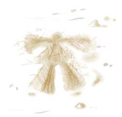 Illustration of a snow angel, created from laying in snow and moving arms and legs