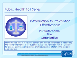 	Cover slide for Introduction to Prevention Effectiveness presentation