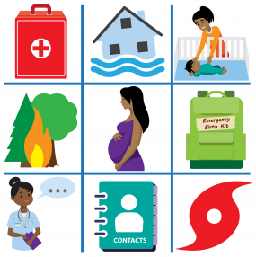 Collage of vector art images of families: Preparedness for Expectant and New Parents 