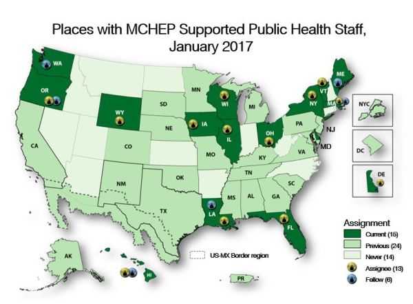 jurisdictions with MCHEP Supported Public Health Assignees