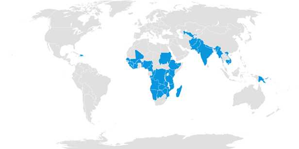 SWS Operations - World map showing countries where SWS operates in blue