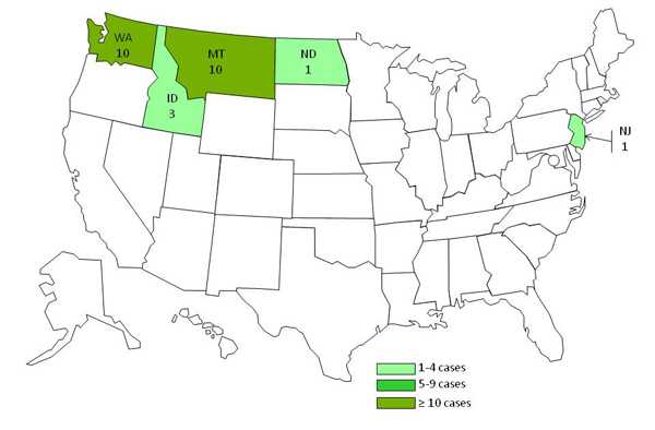 Final Case Count Map: Persons infected with the outbreak strain of Salmonella Enteritidis, by state