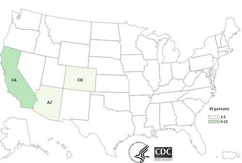 People infected with the outbreak strain of Salmonella Anatum, by state of residence