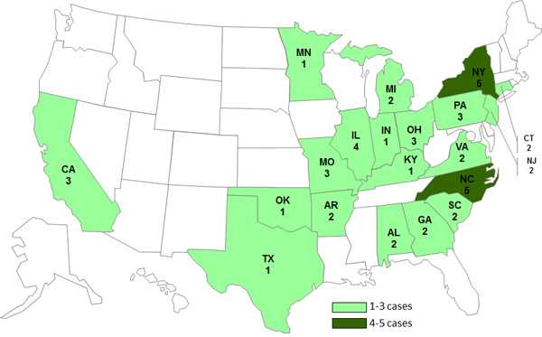 Final Case Count Map: Persons infected with the outbreak strain of Salmonella Infantis, by State