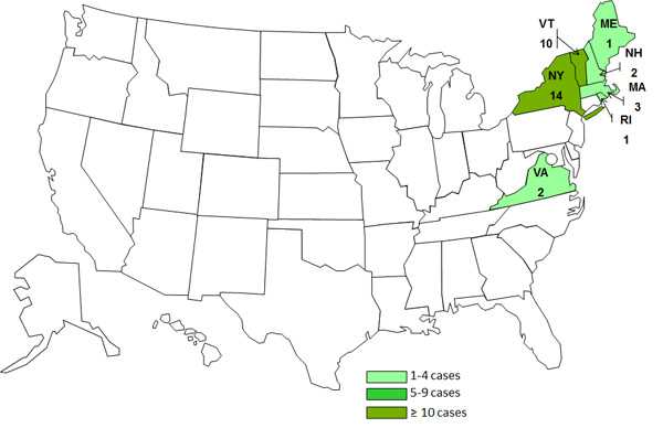 July 19, 2012 Case Count: Persons infected with the outbreak strain of Salmonella Enteritidis, by State
