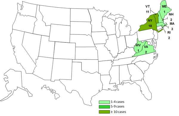 July 30, 2012 Case Count: Persons infected with the outbreak strain of Salmonella Enteritidis, by State