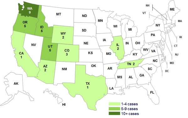 July 19, 2012: Persons infected with the outbreak strain of Salmonella Hadar, by State