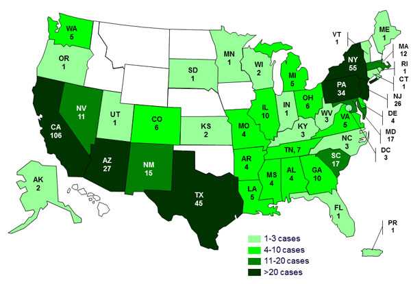 Final Case Count: Persons infected with turtle-associated outbreak strains of Salmonella, by state