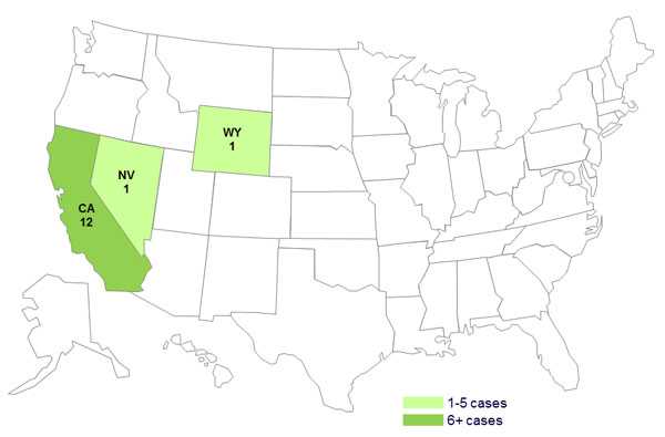 Persons infected with the outbreak strain of Salmonella Stanley, by state*