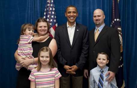 Familia Wilkes junto con el presidente Obama