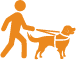 Icono de una persona con discapacidad visual, con un perro de servicio.