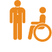 Icono de un médico y una persona en silla de ruedas
